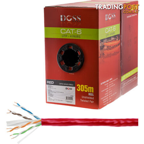 C6RRED 305M CAT6 SOLID CABLE RED SOLD AS 305M ROLL ONLY