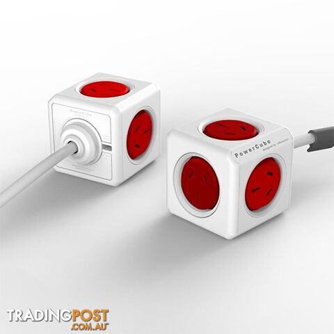 PCERD 5 WAY SURGE PROTECTOR RED POWERCUBE EXTENDED