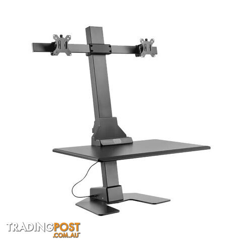 EDT10T02B DUAL MONITOR ELEC SIT STAND DESKTOP WORK STATION- BLACK