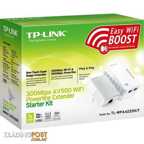 WPA4220KIT WIRELESS POWERLINE EXTENDER 300MBPS WIFI TLWPA4220 - photo 3 of 3
