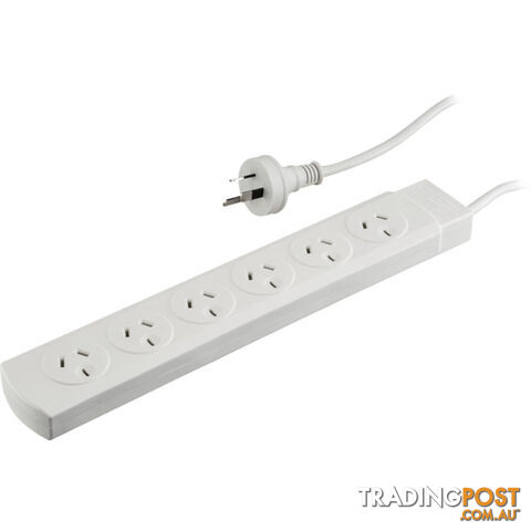 PB60 6 WAY POWERBOARD WHITE WITH OVERLOAD PROTECTION