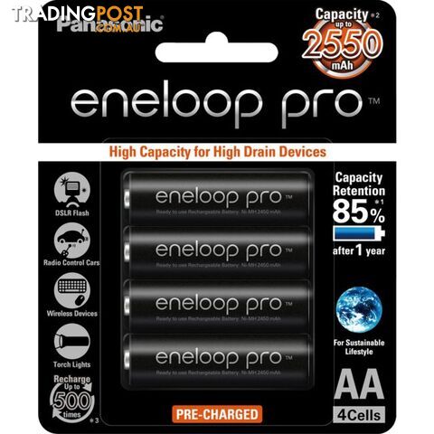 BK3HCCE4BT 4PK AA ENELOOP PRO BATTERIES 2550MAH