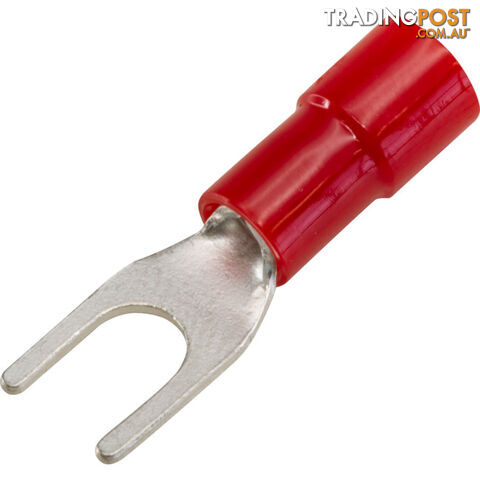 FS1.25-4-100 FORKED SPADE TERMINAL - RED 100PK WIRE RANGE 0.5-1MM SQUAR