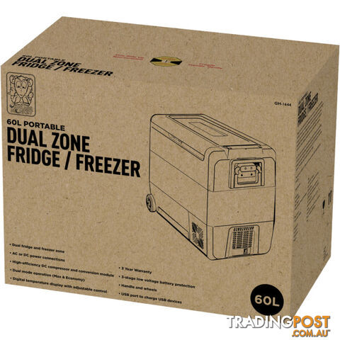 GH1644 60L PORTABLE FRIDGE DC AC BRASS MONKEY