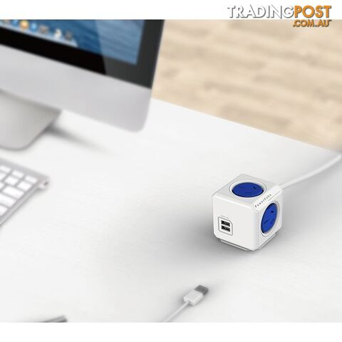 PCEUBL 4 WAY BLUE SURGE PROTECTED POWERCUBE WITH USB - photo 2 of 3