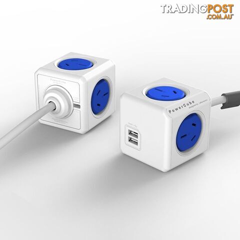 PCEUBL 4 WAY BLUE SURGE PROTECTED POWERCUBE WITH USB - photo 1 of 3