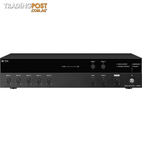 A3506D TOA 60W 5 INPUT MIXER AMP 2 ZONE -100V - 4-16 OHM