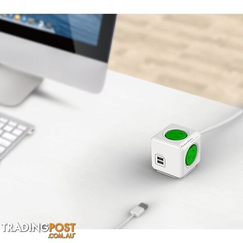 PCEUGN 4 WAY GREEN SURGE PROTECTED POWERCUBE WITH USB - photo 2 of 3