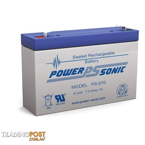 PS670 6V 7AMP SLA BATTERY F1 TERMINAL SEALED LEAD ACID