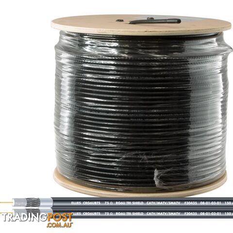 CRG6UBTS-150M RG6 TRISHIELD SIAMESE COAX 150M WOODEN DRUM