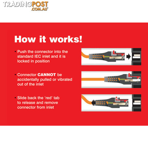 K9-1MLK 1M IEC LOCKING POWER LEAD BLACK IEC-C13 - photo 2 of 2