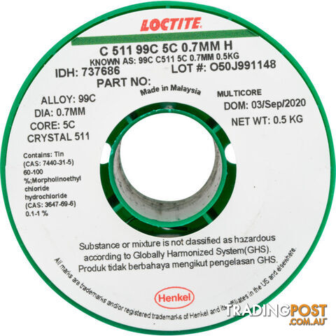 LF0.71-500G 0.71MM LEAD FREE SOLDER 500G 99% TIN, 1% COPPER - MULTICORE - photo 2 of 2
