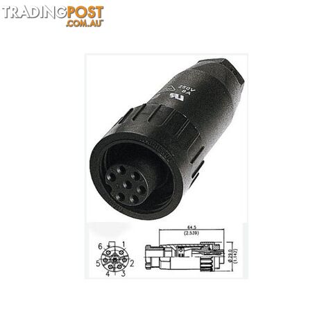 PW4357 7 PIN IP67 POWER LINE SOCKET WEATHER PROOF AMPHENOL