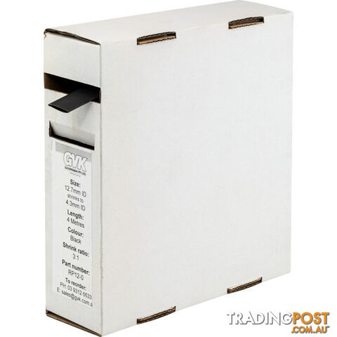 RP127 12.7MM X 4MT HEAT SHRINK ROLL 3 1 RATIO - BLACK
