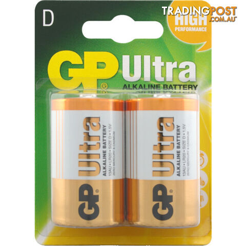 GP13AUC2 GP 1.5V ULTRA ALKALINE D BATTERY CARD OF 2