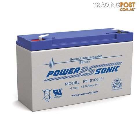 PS6100 6V 12AMP SLA BATTERY F1 TERMINAL SEALED LEAD ACID