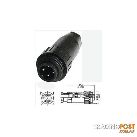 PW4304 4 PIN IP67 POWER LINE PLUG WEATHER PROOF AMPHENOL - photo 2 of 2