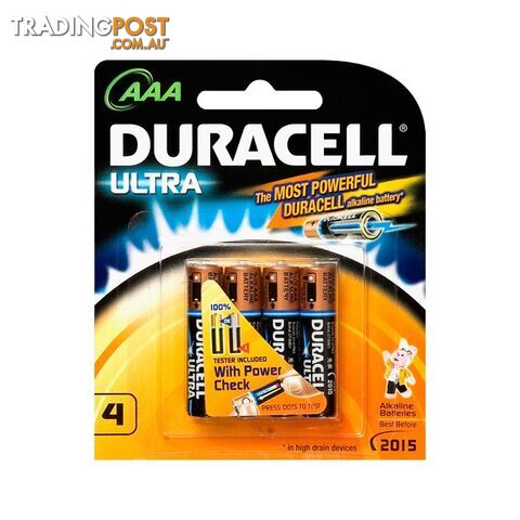 MX2400B4 AAA DURACELL ULTRA ALKALINE BATTERY PK4