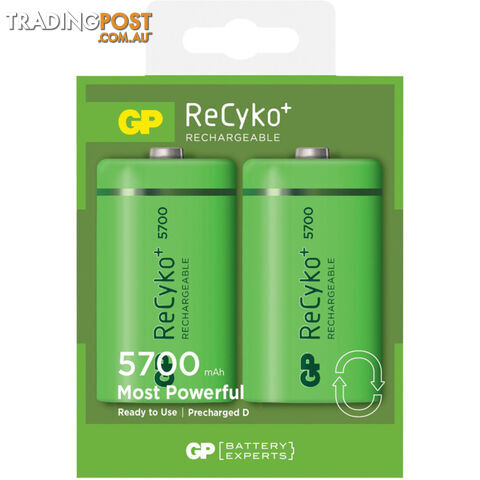 570DHCD RECYKO LSD 'D' BATTERY 2PK 5700MAH RECHARGEABLE NIMH GP