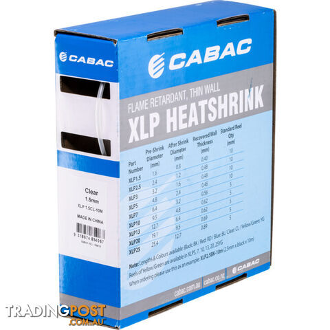 HS1.5CLR-10M 1.5MM X 10M HEAT SHRINK BOX CLEAR