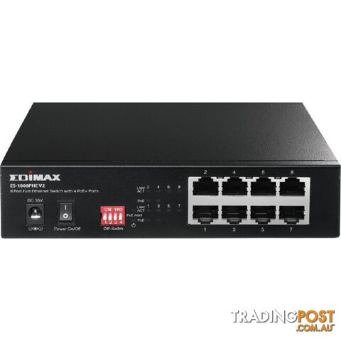 ES1008PHEV2 8 PORT POE SWITCH WITH DIP 4 X POE PORTS 200M