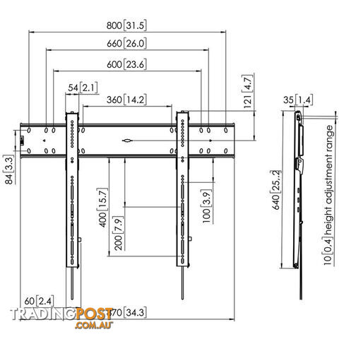 PFW6800 55"-80" 100KG FLAT WALL MOUNT VESA 800X400 - photo 5 of 5