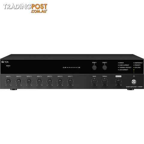 A3606D 60W NETWORK CLASS D MIXER AMP 2 ZONE 7 INPUTS 100V-18/16 OHM
