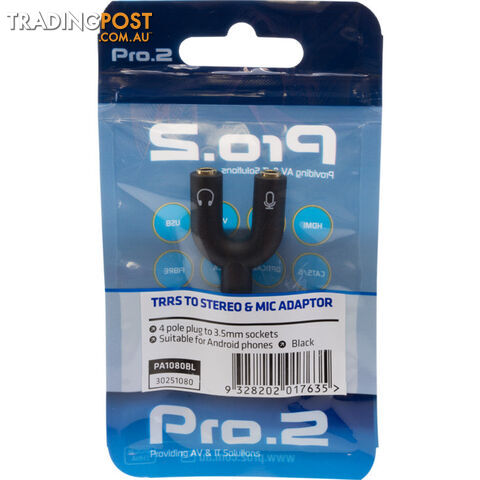 PA1080BL 4-POLE TO STEREO AND MIC ADAPTOR TRRS PLUG TO 3.5MM OMTP BLACK - photo 3 of 3