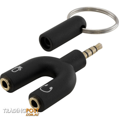 PA1080BL 4-POLE TO STEREO AND MIC ADAPTOR TRRS PLUG TO 3.5MM OMTP BLACK