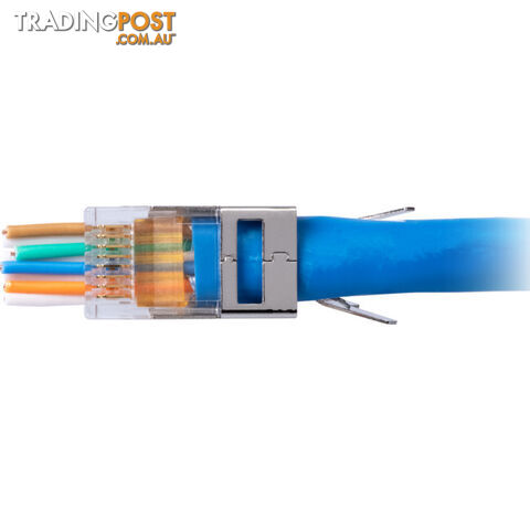 T3SPSC6GS1.35-50 STP RJ45 SHIELDED CAT6 SNAP PLUG WITH COPPER STRIP EXT GROUND 2PC 1.35MM PACK OF 50