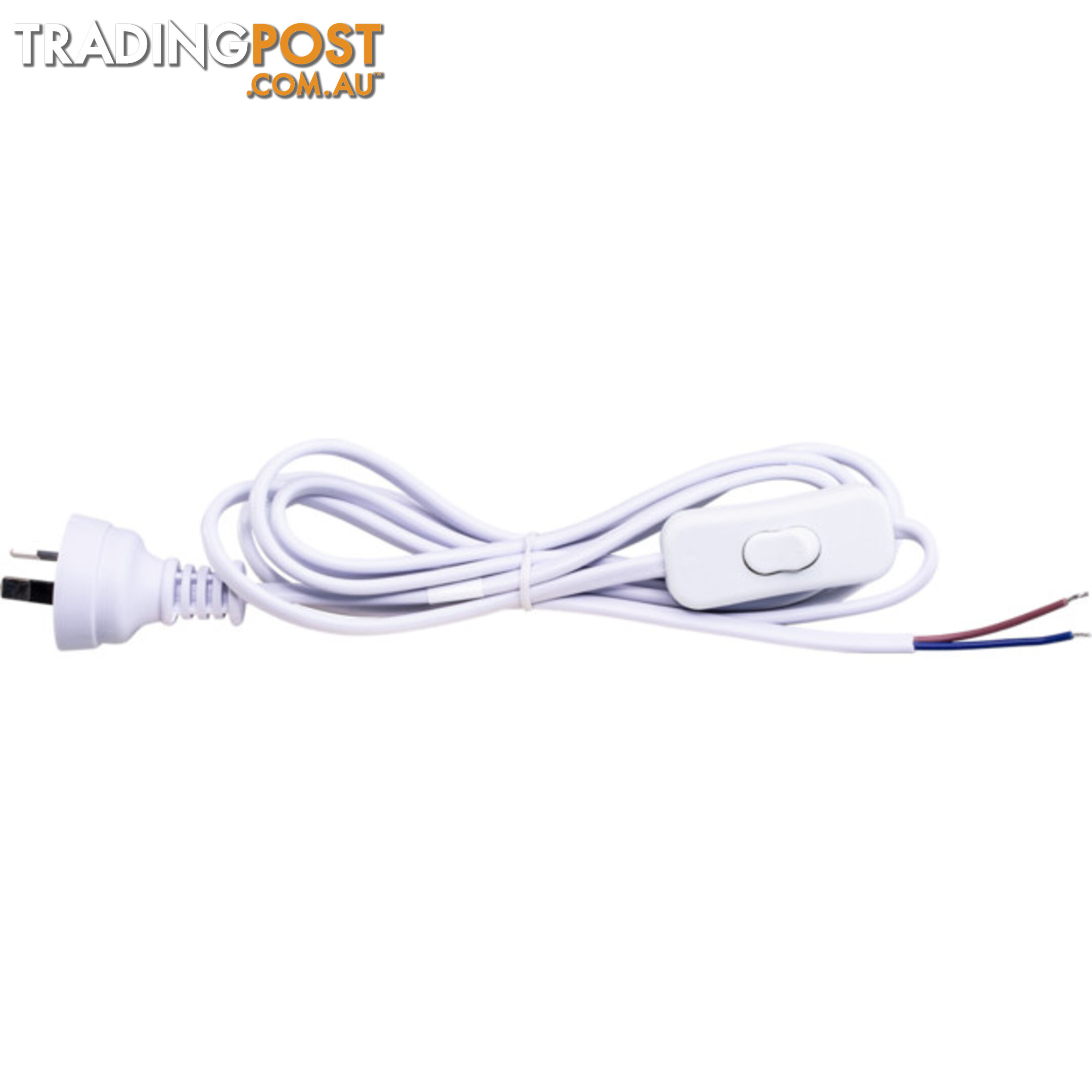 18WS INLINE SWITCH POWER LEAD WHITE 2.3M 2 CORE