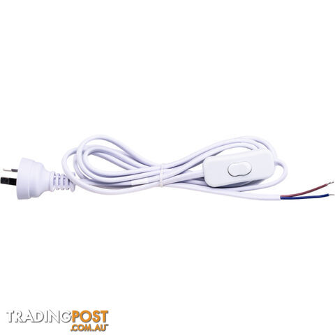 18WS INLINE SWITCH POWER LEAD WHITE 2.3M 2 CORE