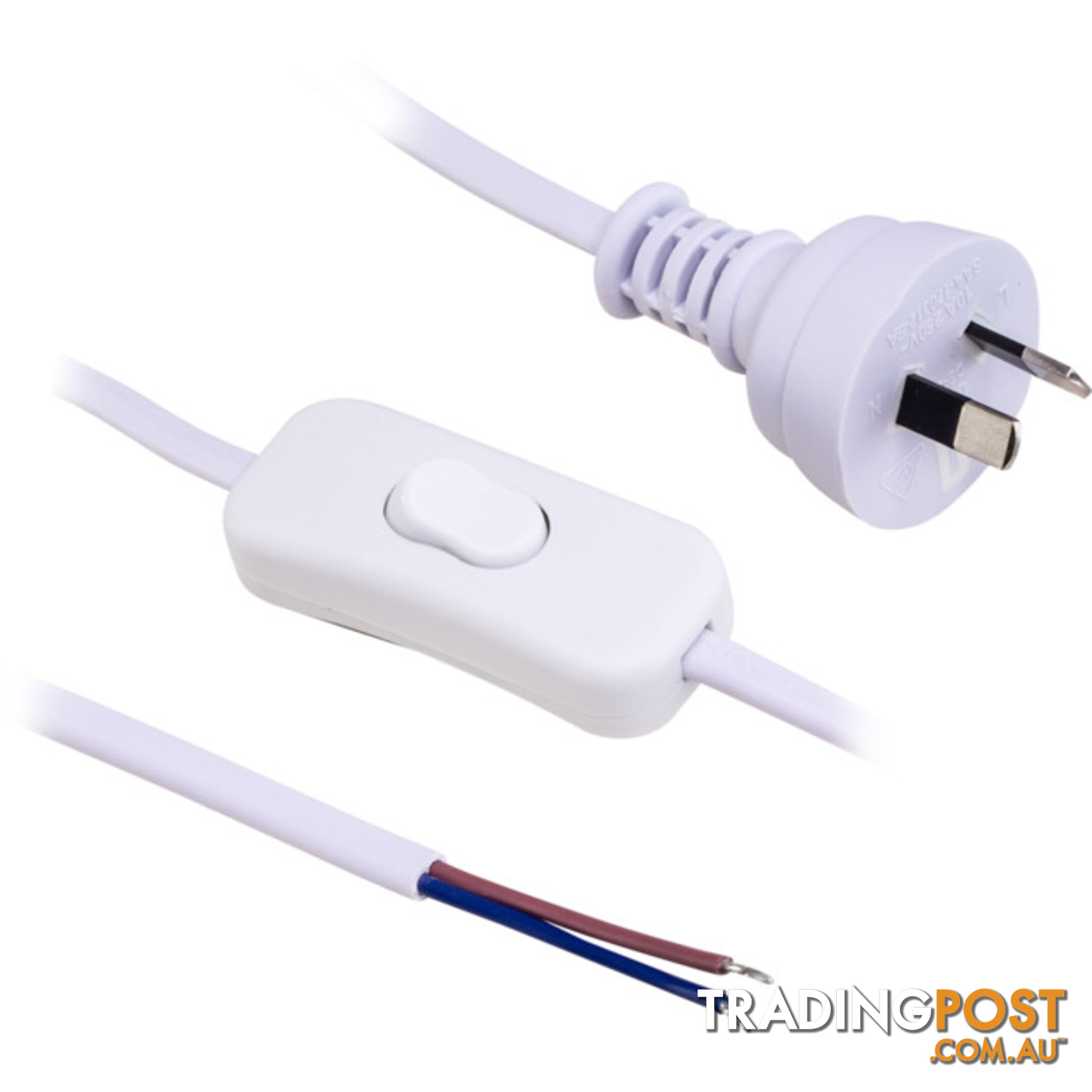 18WS INLINE SWITCH POWER LEAD WHITE 2.3M 2 CORE