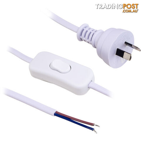 18WS INLINE SWITCH POWER LEAD WHITE 2.3M 2 CORE