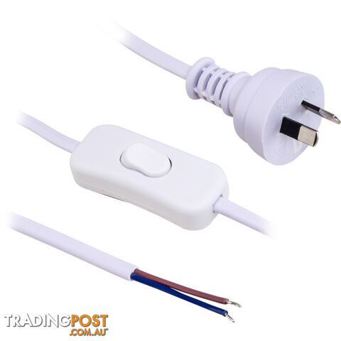 18WS INLINE SWITCH POWER LEAD WHITE 2.3M 2 CORE