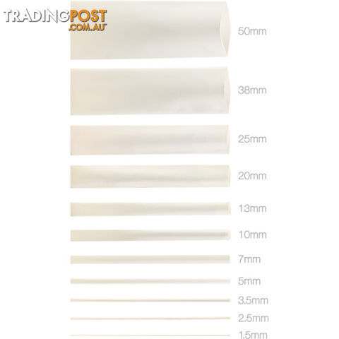 HS50WHT 50MMX1.2M HEAT SHRINK - WHITE HSWT135