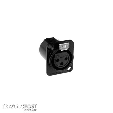 PD5362 3 PIN PANEL XLR SOCKET METAL BLACK SQUARE