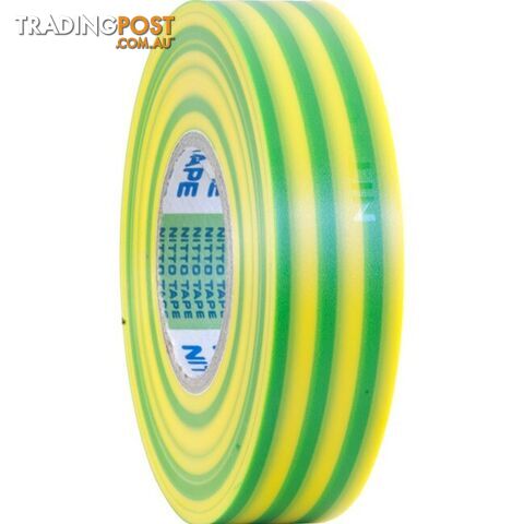 PT201GRN/YEL GREEN& YELLOW 20MT NITTO TAPE PVC ELECTRICAL TAPE