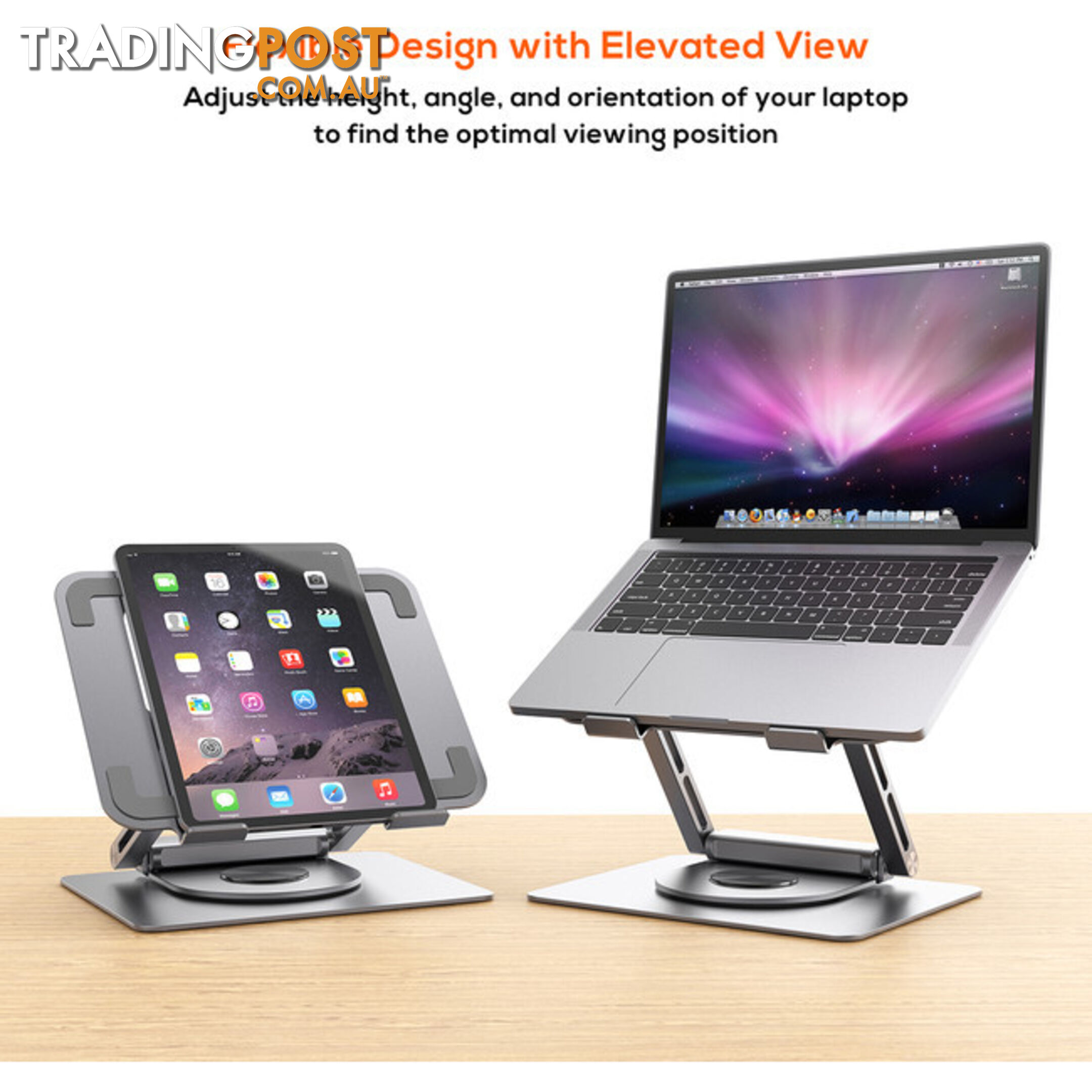 STDS12GRY ROTATING LAPTOP STAND WITH USB-C DOCK STAGE S12