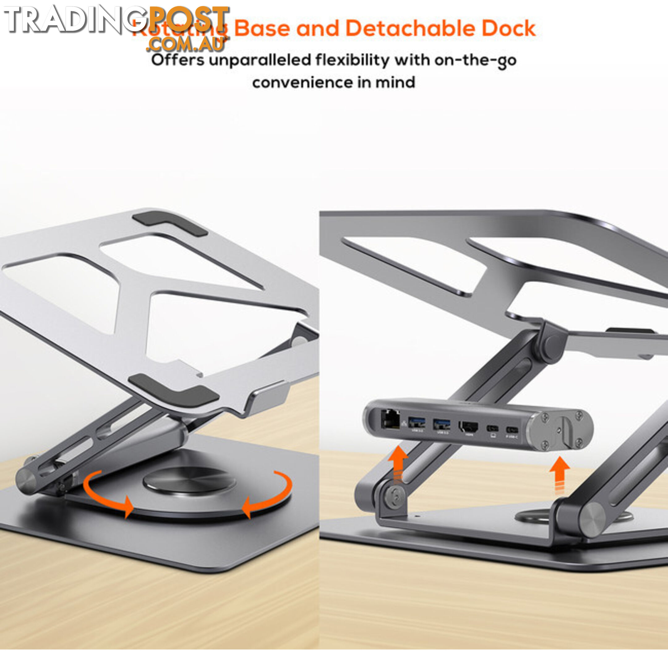 STDS12GRY ROTATING LAPTOP STAND WITH USB-C DOCK STAGE S12