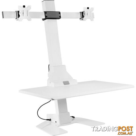 EDT10T02W DUAL MONITOR ELEC SIT STAND DESKTOP WORK STATION- WHITE