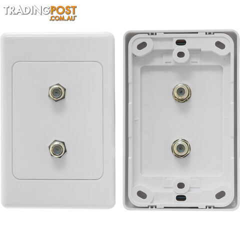 PR3860 TWIN 'F' TYPE TV WALL PLATE DUAL 2X 'F' SOCKET TO SOCKET