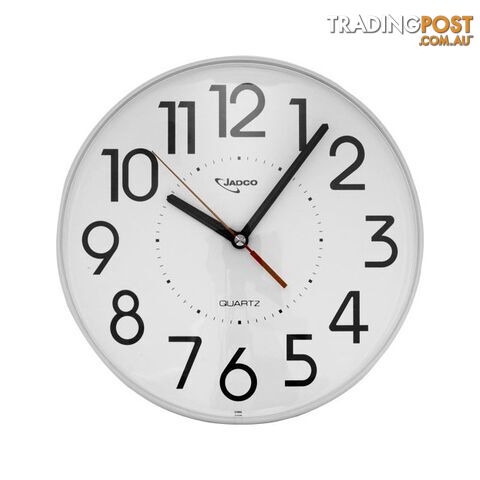 CS1067WH 225MM (9") ROUND WALL CLOCK EASY TO READ NUMBERS JADCO