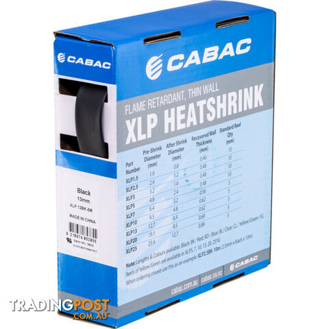 HS12.7BLK-5M 12.7MM X 5M HEAT SHRINK BOX BLACK