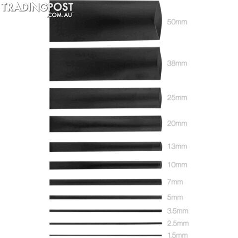 HS25BLK 25MMX1.2M HEAT SHRINK - BLACK HSBK135