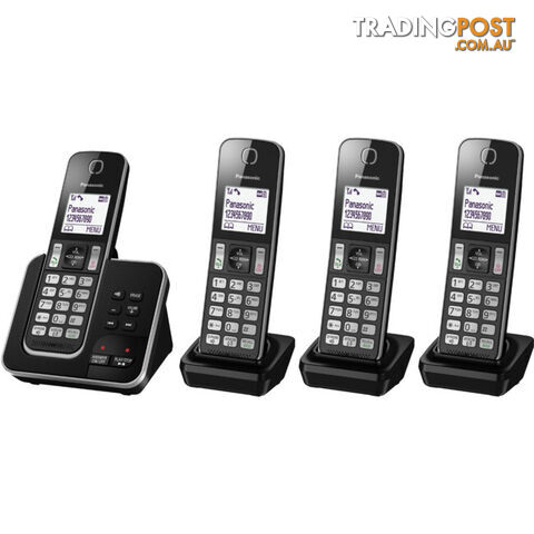 KXTGD324ALB FOUR HANDSET CORDLESS PHONE WITH ANSWERING MACHINE