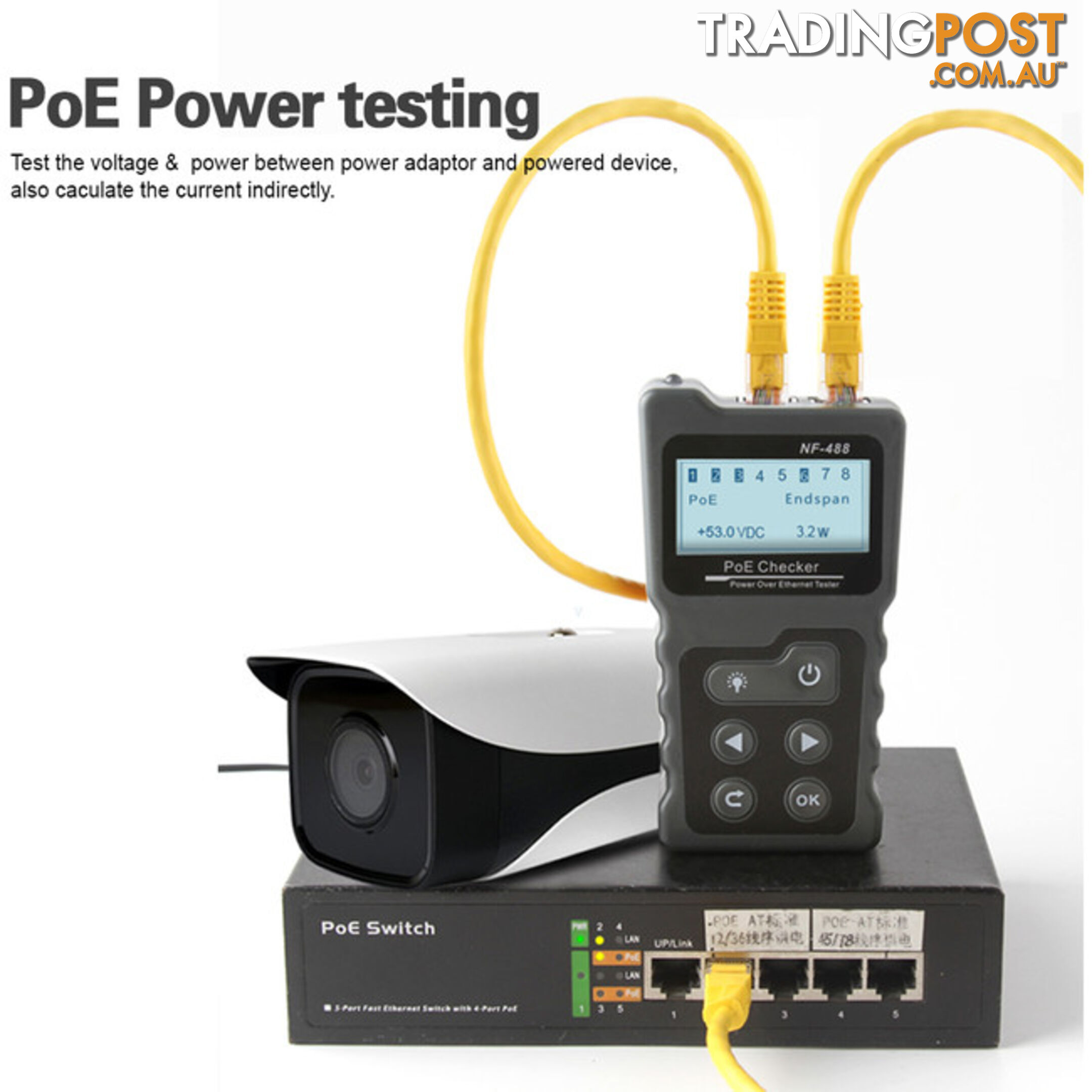 NF488 3 IN 1 POE POWER TESTER VOLTAGE CURRENT CONTINUITY