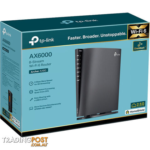 AX80 AX6000 8 STREAM WIFI6 ROUTER WITH 2.5G PORT - photo 4 of 6