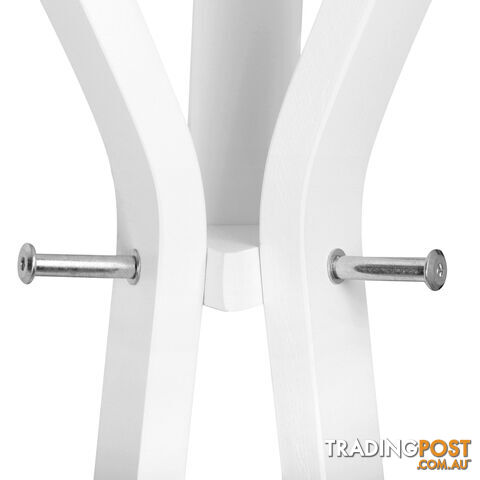 Wooden Clothes Stand Coat Rack Hat Jacket Hanger Bag Umbrella Hook White - photo 4 of 8