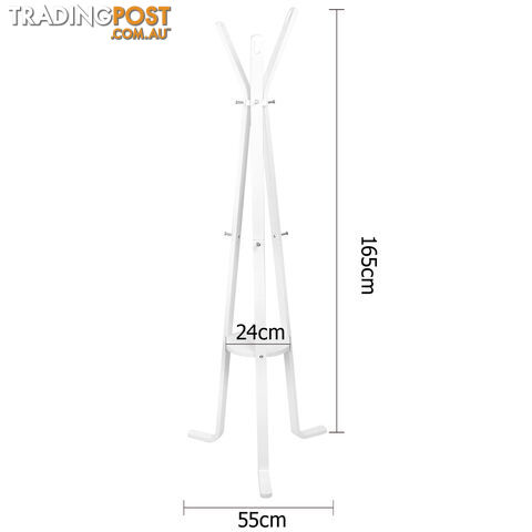 Wooden Clothes Stand Coat Rack Hat Jacket Hanger Bag Umbrella Hook White - photo 2 of 8